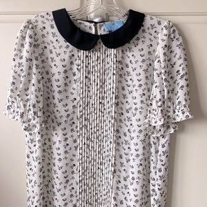 CeCe TOP Short Sleeve Peter Pan Collar
